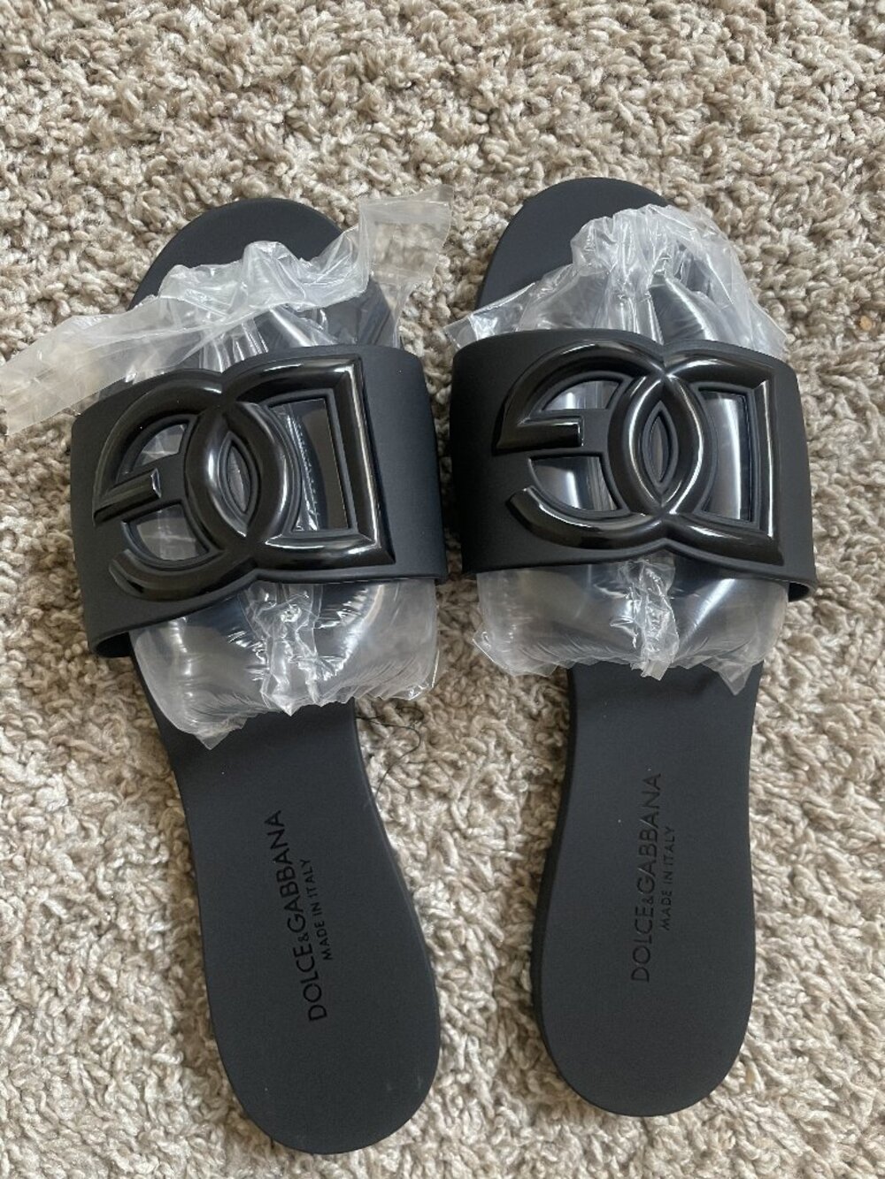 Dolce & Gabbana Hot Black Logo Slide Sandals